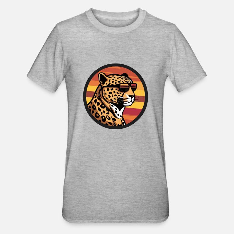 Leopard Comic Cool - Unisex Polycotton T-Shirt - heather grey
