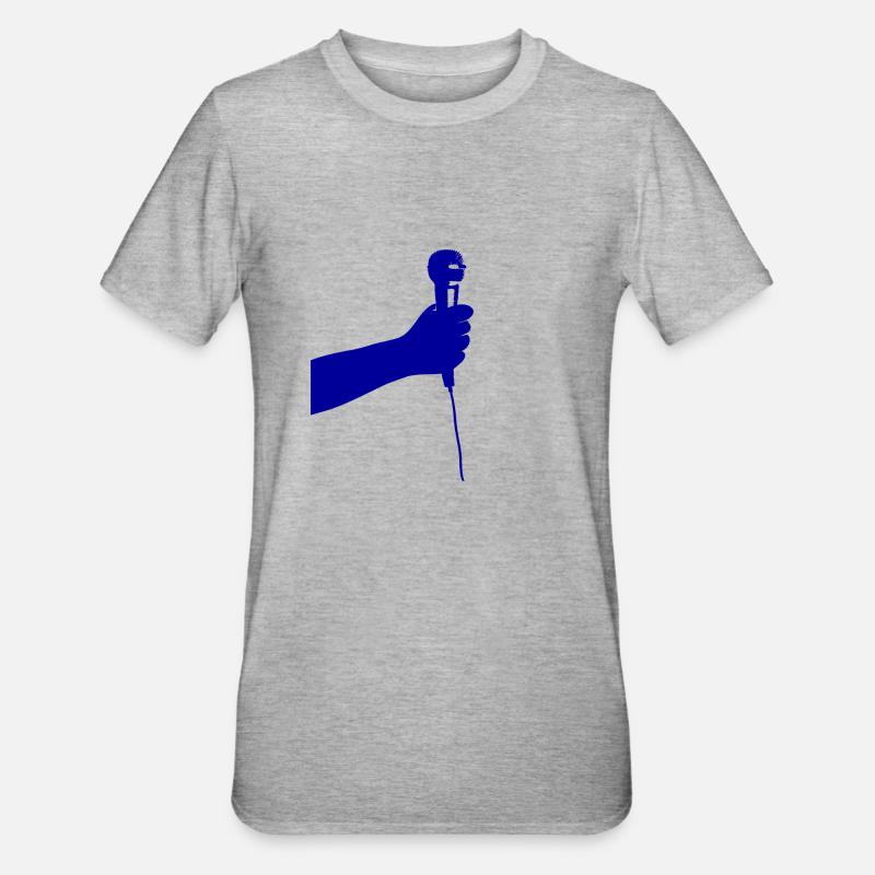 microphone (bleu) - T-shirt polycoton Unisexe - gris chiné