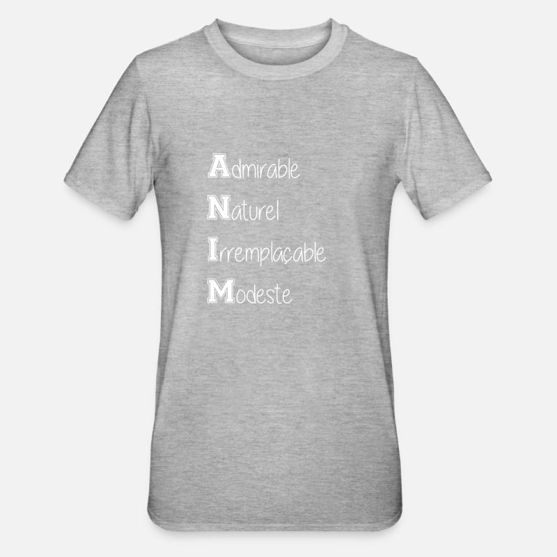 ANIM-blanc - T-shirt polycoton Unisexe - gris chiné