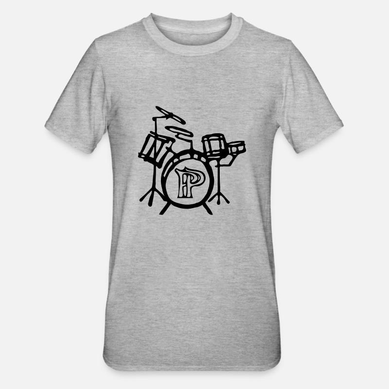 Schlagzeug - Unisex Polycotton T-Shirt - Grau meliert