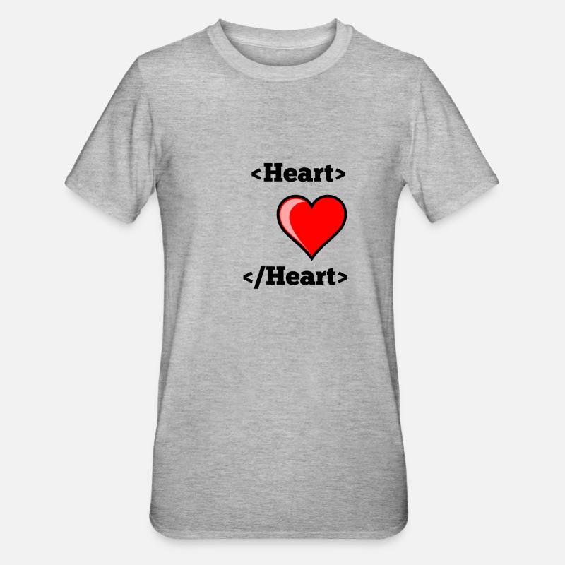 Html Heart - T-shirt polycoton Unisexe - gris chiné