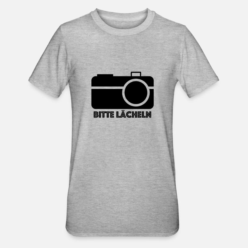 Bitte Lächeln - Unisex Polycotton T-Shirt - Grau meliert