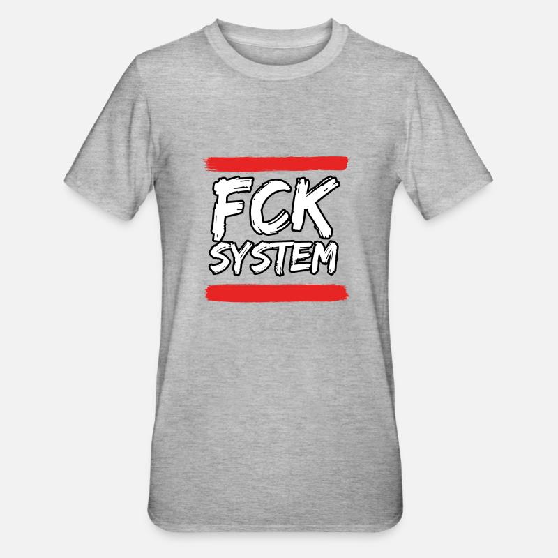 FCK SYSTEM - Unisex Polycotton T-Shirt - Grau meliert