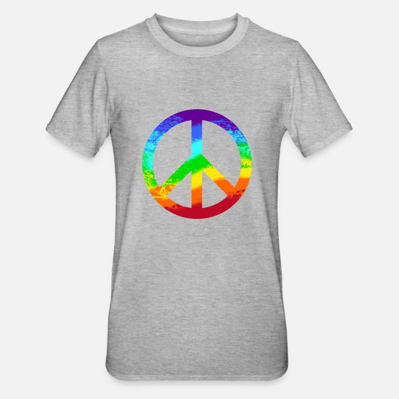 La pace firma il reggae pacifista della pace arcobaleno - Maglietta unisex, mix cotone e poliestere - grigio melange