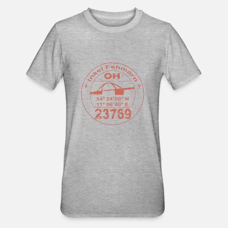 Fehmarn Stempel - Unisex Polycotton T-Shirt - Grau meliert