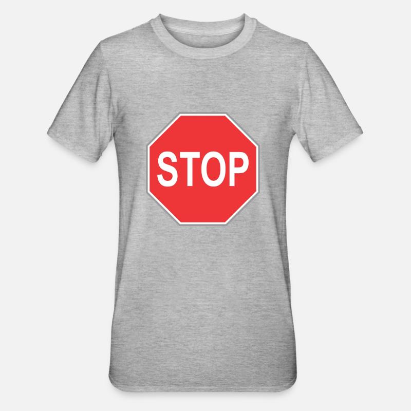 Panneau stop - T-shirt polycoton Unisexe - gris chiné