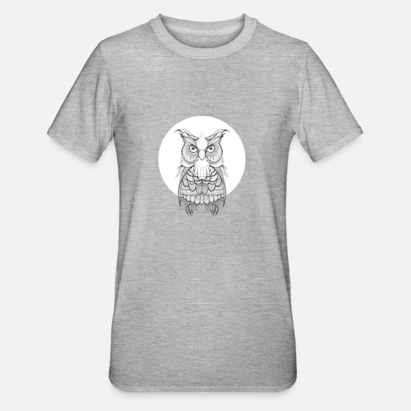 Eule - Unisex Polycotton T-Shirt - Grau meliert