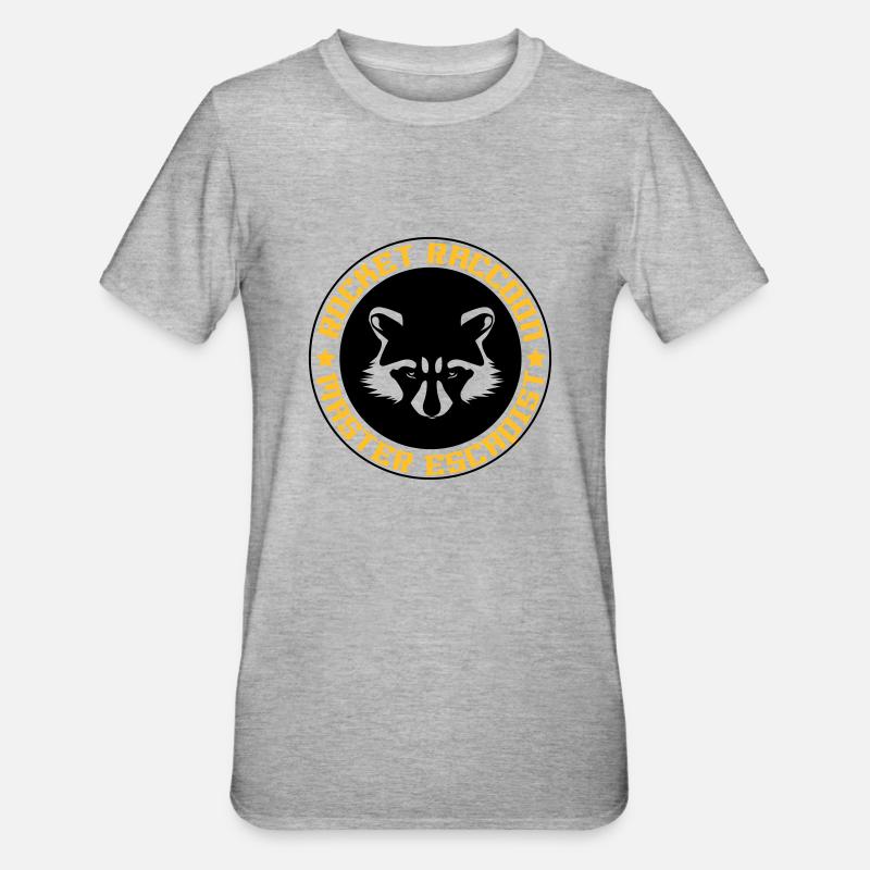 Rocket-Waschbär voll Logo - Unisex Polycotton T-Shirt - Grau meliert