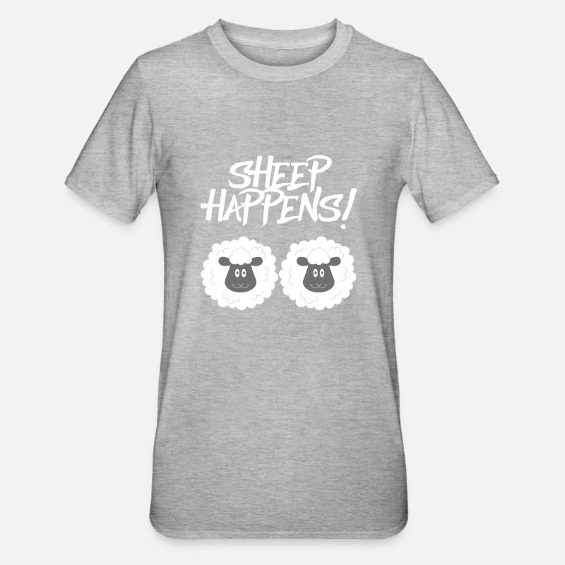 Mouton / ferme: Sheep Happens! - T-shirt polycoton Unisexe - gris chiné