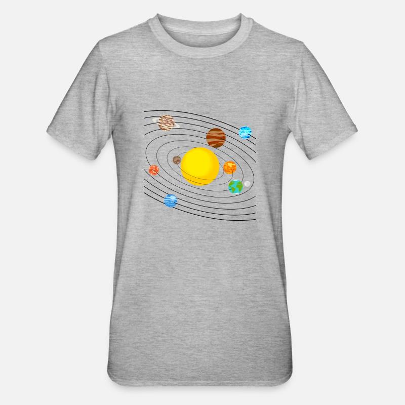 système solaire - T-shirt polycoton Unisexe - gris chiné