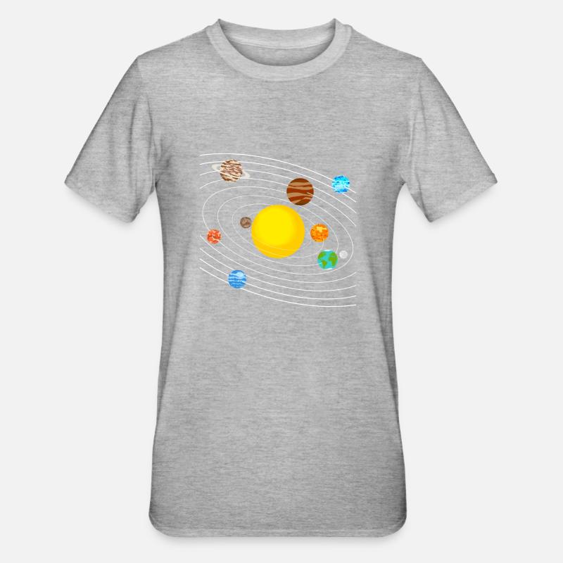 système solaire - T-shirt polycoton Unisexe - gris chiné