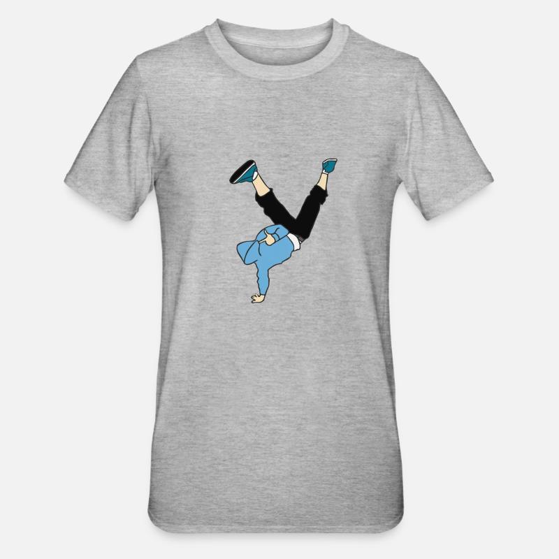 Breakdance-Tänzer - Unisex Polycotton T-Shirt - Grau meliert