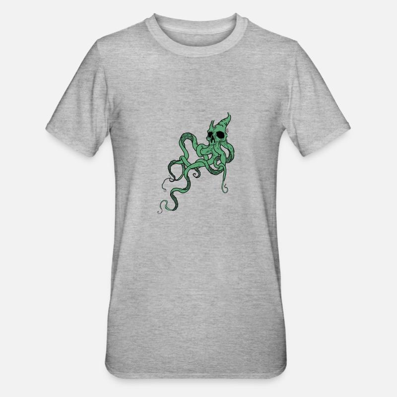 Skull octopus - Unisex Polycotton T-Shirt - heather grey
