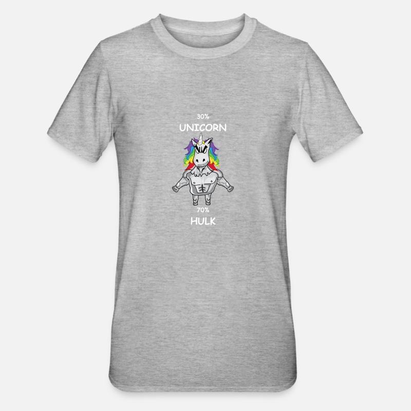 Hulk Einhorn Geschenk - Unisex Polycotton T-Shirt - Grau meliert