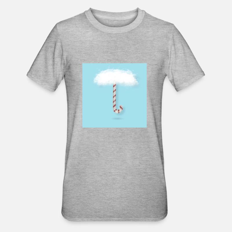 Candy Cane with Clouds - Unisex Polycotton T-Shirt - heather grey
