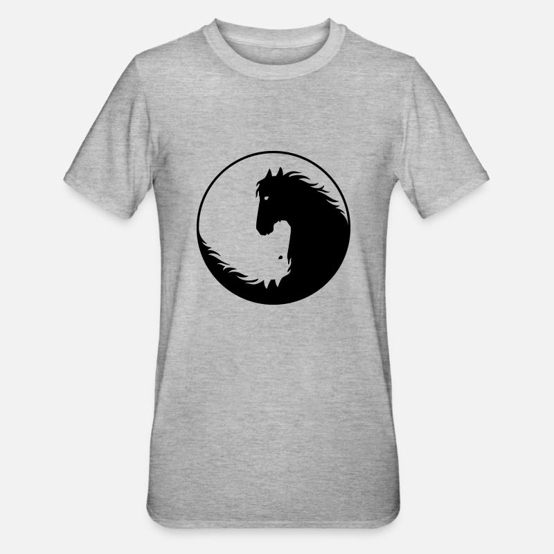 Pferde Yin Yang - Unisex Polycotton T-Shirt - Grau meliert