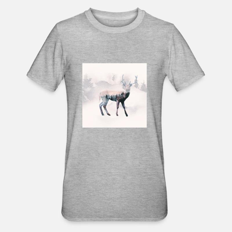 Forêt de cerfs - T-shirt polycoton Unisexe - gris chiné