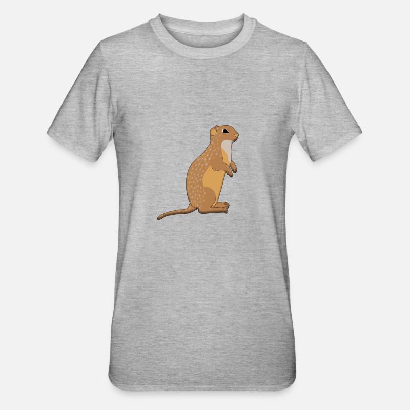 Écureuil au sol est - T-shirt polycoton Unisexe - gris chiné