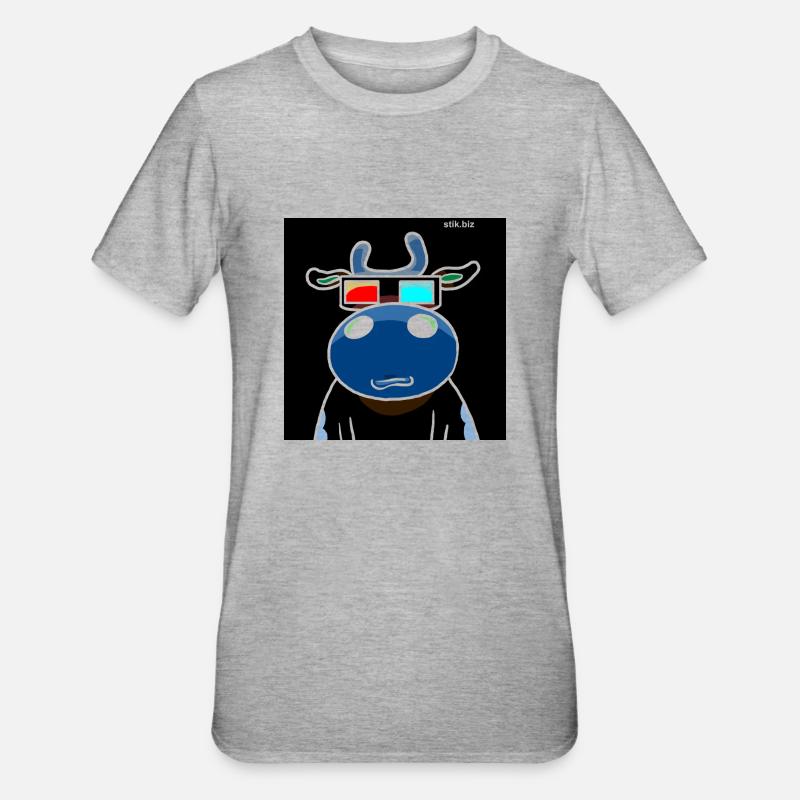 3D-Kuh - Unisex Polycotton T-Shirt - Grau meliert