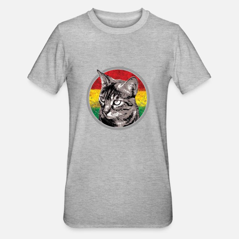 Chat reggae - T-shirt polycoton Unisexe - gris chiné