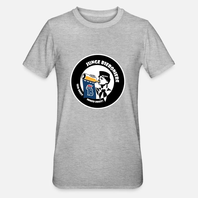 junge Bieroniere Button - Unisex Polycotton T-Shirt - Grau meliert