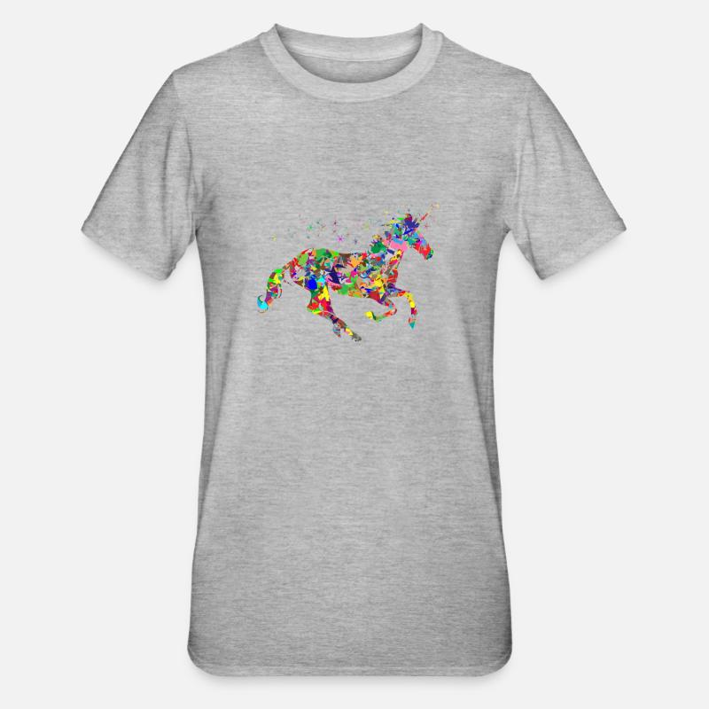 EINHORN Bunt - Unisex Polycotton T-Shirt - Grau meliert