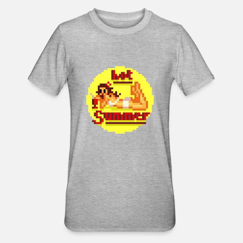 pixel pinup hot buzzer - Unisex Polycotton T-Shirt - heather grey