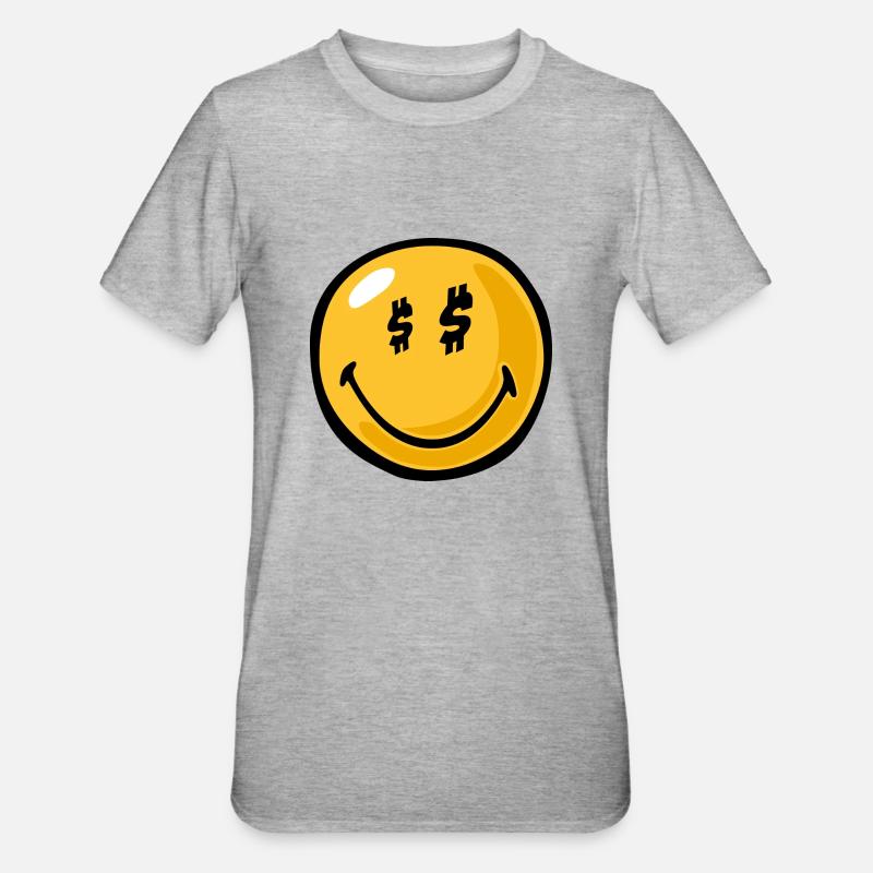 Smiley greed - Maglietta unisex, mix cotone e poliestere - grigio melange