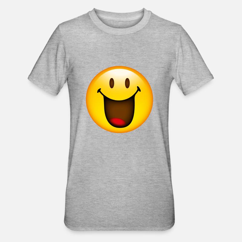 Smiley Glossy Happy - T-shirt polycoton Unisexe - gris chiné