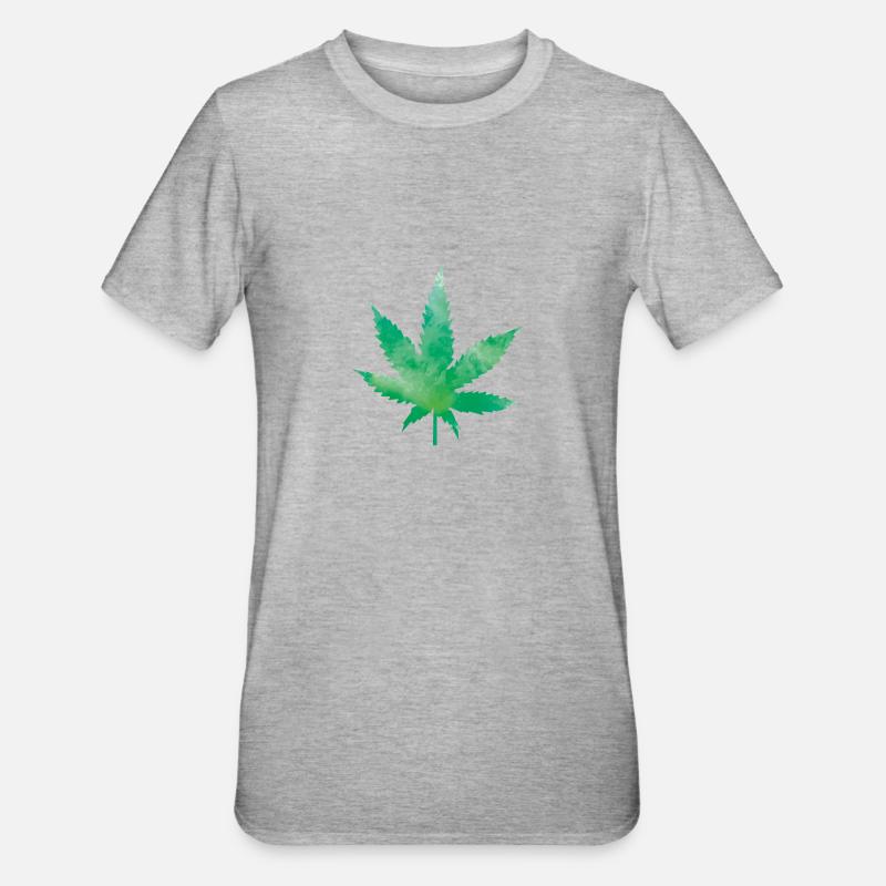 leaf weed - Unisex Polycotton T-Shirt - Grau meliert