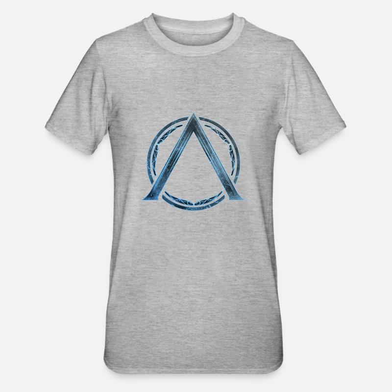 Sparta Lambda Symbol Blau Eis - Unisex Polycotton T-Shirt - Grau meliert