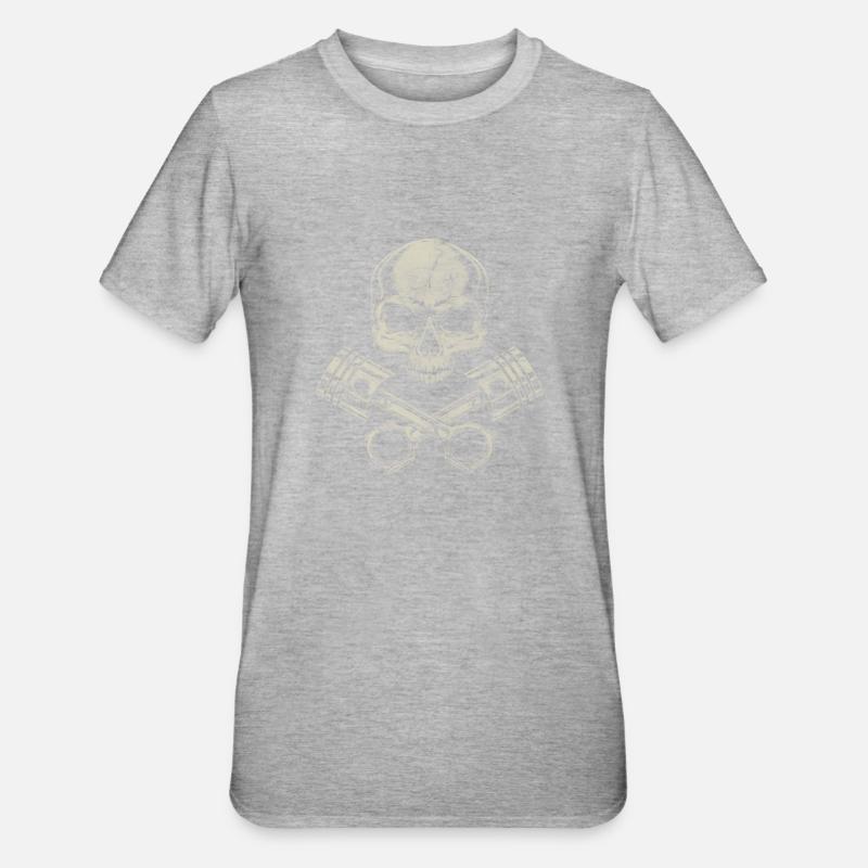 Skull avec piston - T-shirt polycoton Unisexe - gris chiné