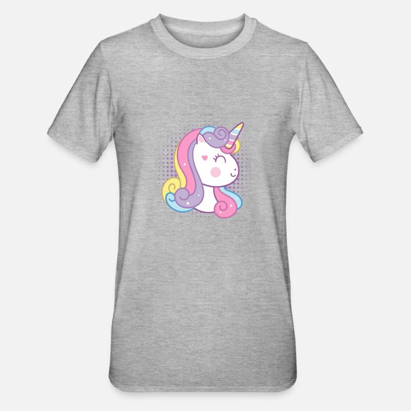 Süßes Einhorn - Unisex Polycotton T-Shirt - Grau meliert