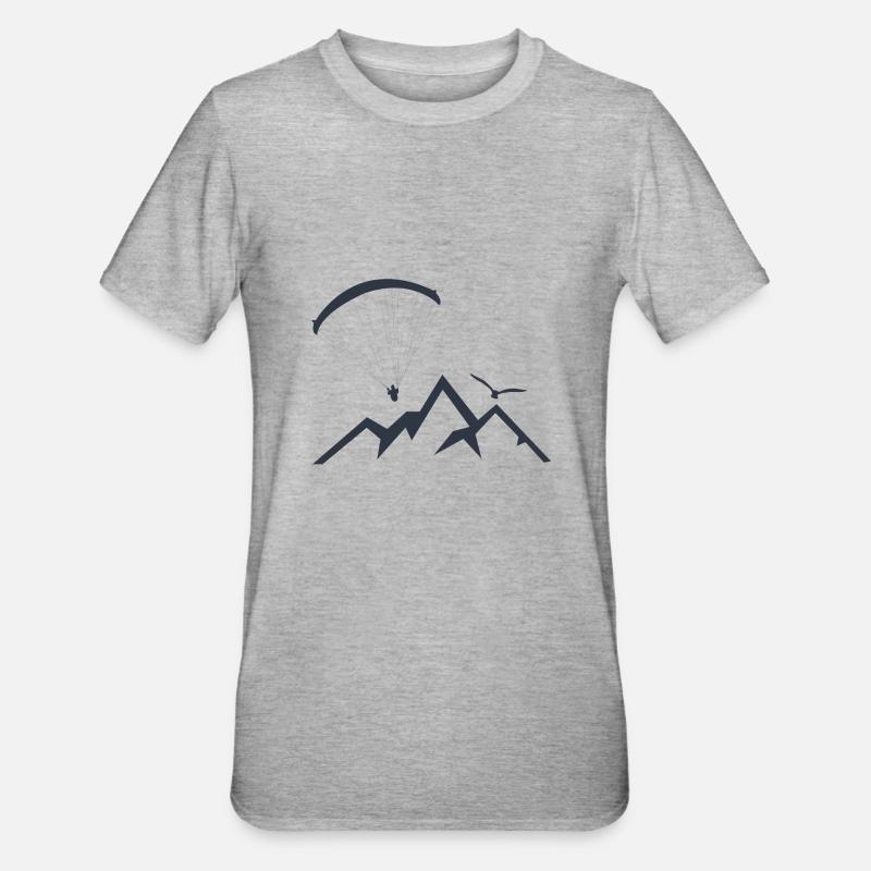 Paragliding Mountains Geschenkidee - Unisex Polycotton T-Shirt - Grau meliert