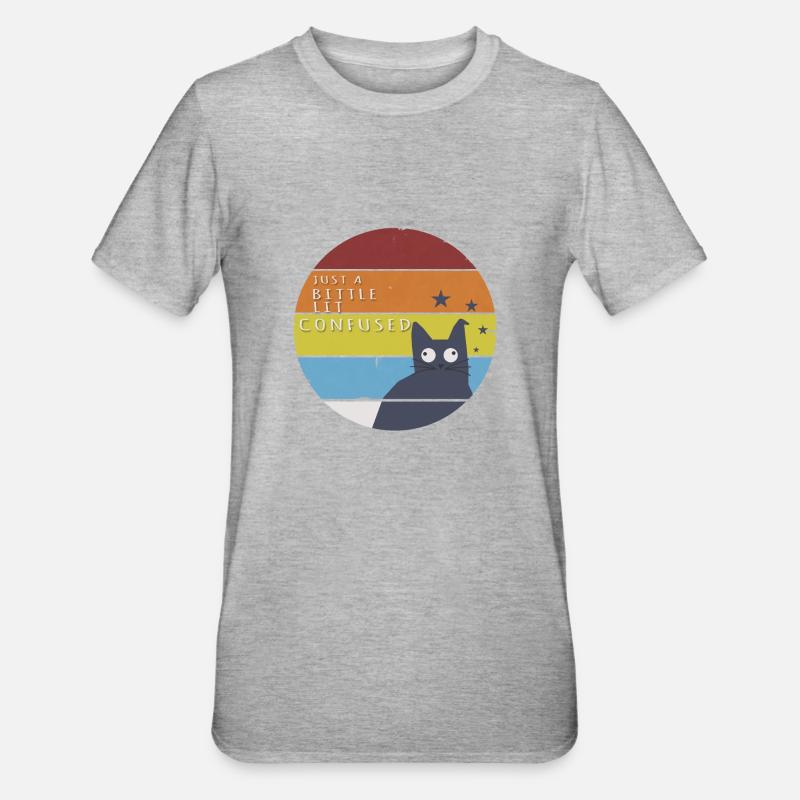 Chat confus - T-shirt polycoton Unisexe - gris chiné