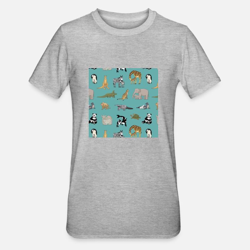 Zoo pattern - Unisex Polycotton T-Shirt - heather grey