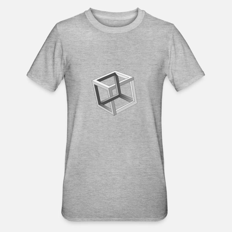 Illusion d'optique de cube - T-shirt polycoton Unisexe - gris chiné