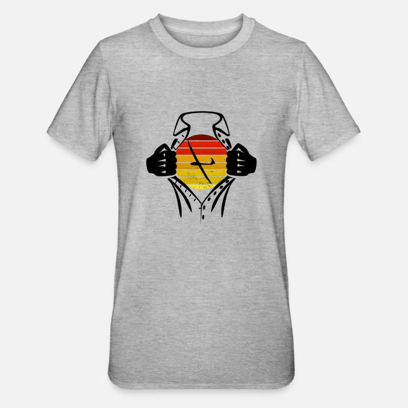 Sunset Glider Superhero - Unisex Polycotton T-Shirt - heather grey