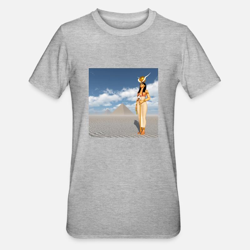 Déesse Hathor et pyramides - T-shirt polycoton Unisexe - gris chiné
