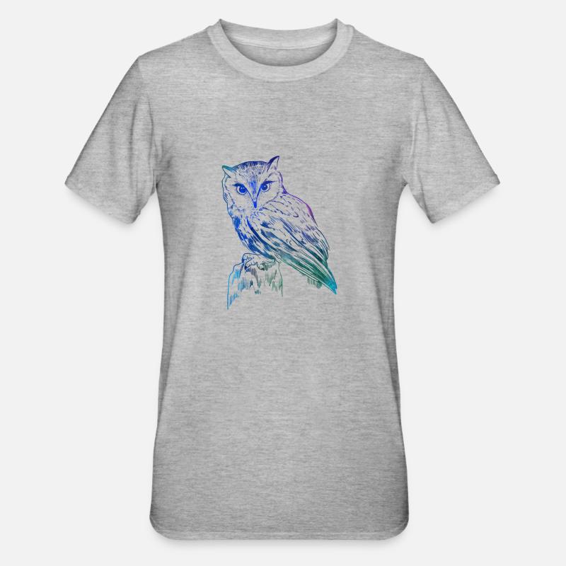 Eule - Unisex Polycotton T-Shirt - Grau meliert