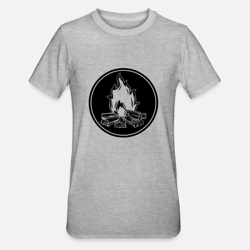 campfire flame symbol fire - Unisex Polycotton T-Shirt - heather grey