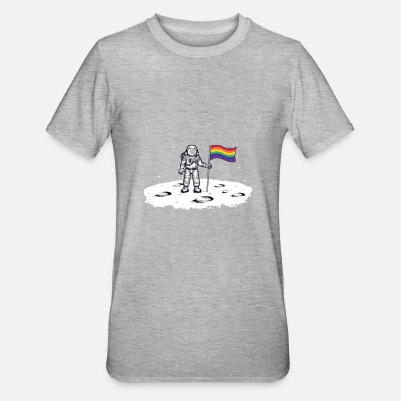 Drapeau arc-en-ciel astronaute - T-shirt polycoton Unisexe - gris chiné