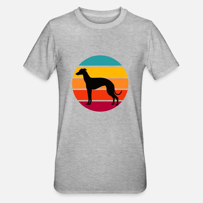 Greyhound rétro de coucher du soleil - T-shirt polycoton Unisexe - gris chiné
