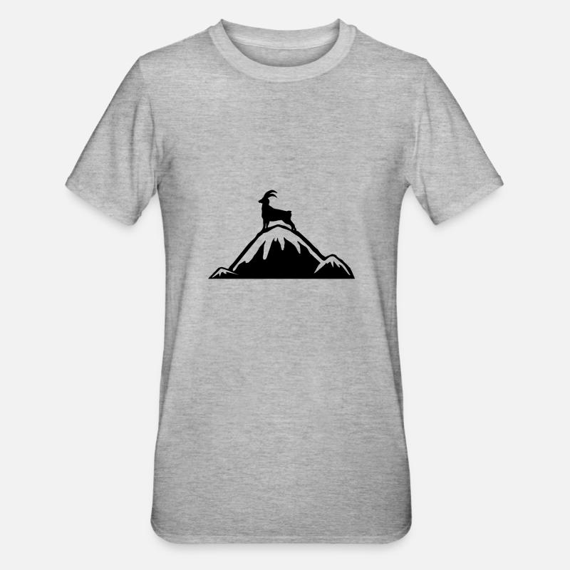 Alpen Steinbock Bergsteigen Geschenkidee - Unisex Polycotton T-Shirt - Grau meliert