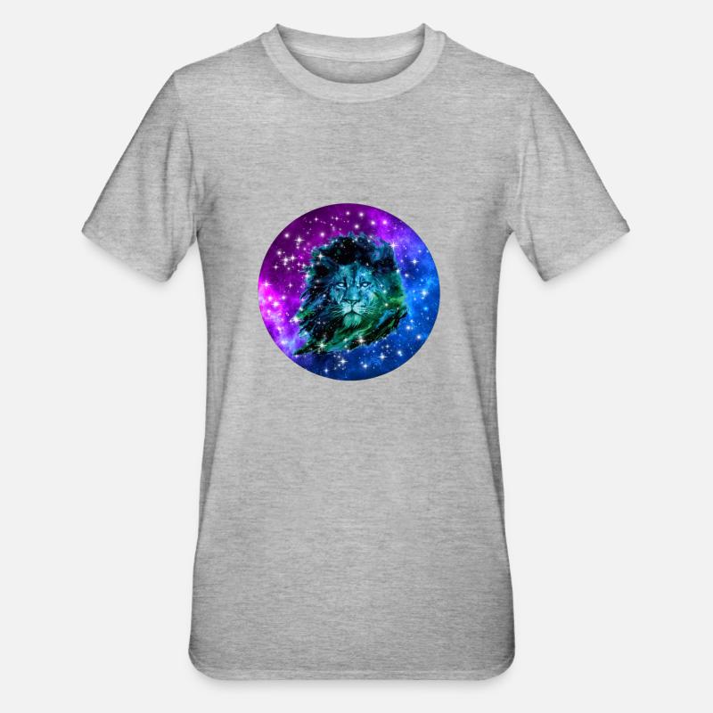 Galaxy Löwe mit Galaxy Design - Unisex Polycotton T-Shirt - Grau meliert