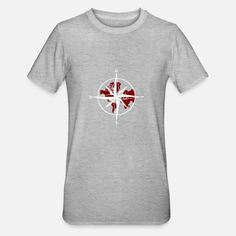 Compass white-red - Unisex Polycotton T-Shirt - heather grey