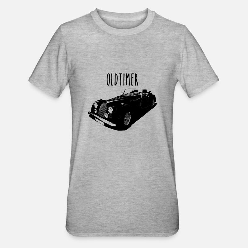Britischer Oldtimer - Plus4 oder Plus8 - Unisex Polycotton T-Shirt - Grau meliert