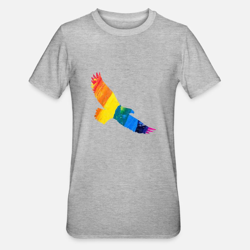 Regenbogen Adler Geschenkidee - Unisex Polycotton T-Shirt - Grau meliert