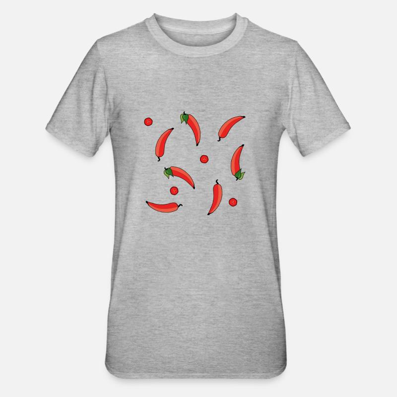 delicious appetizing chilli pattern - Unisex Polycotton T-Shirt - heather grey