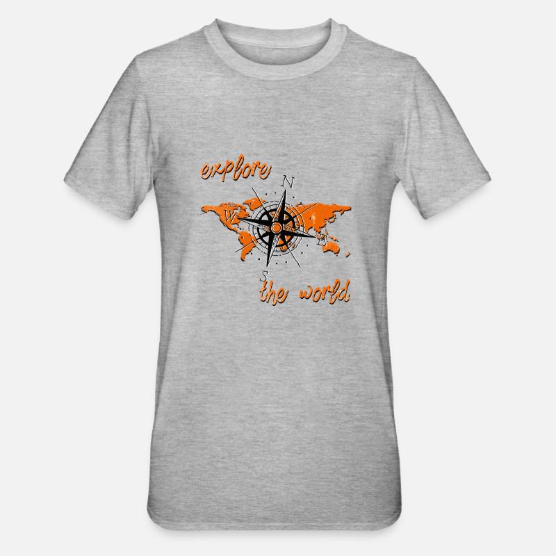 Explore orange - T-shirt polycoton Unisexe - gris chiné